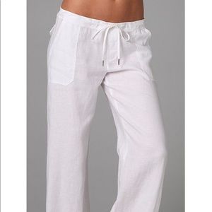 JUICY COUTURE WHITE LINEN WIDE LEG DRAWSTRING PANT